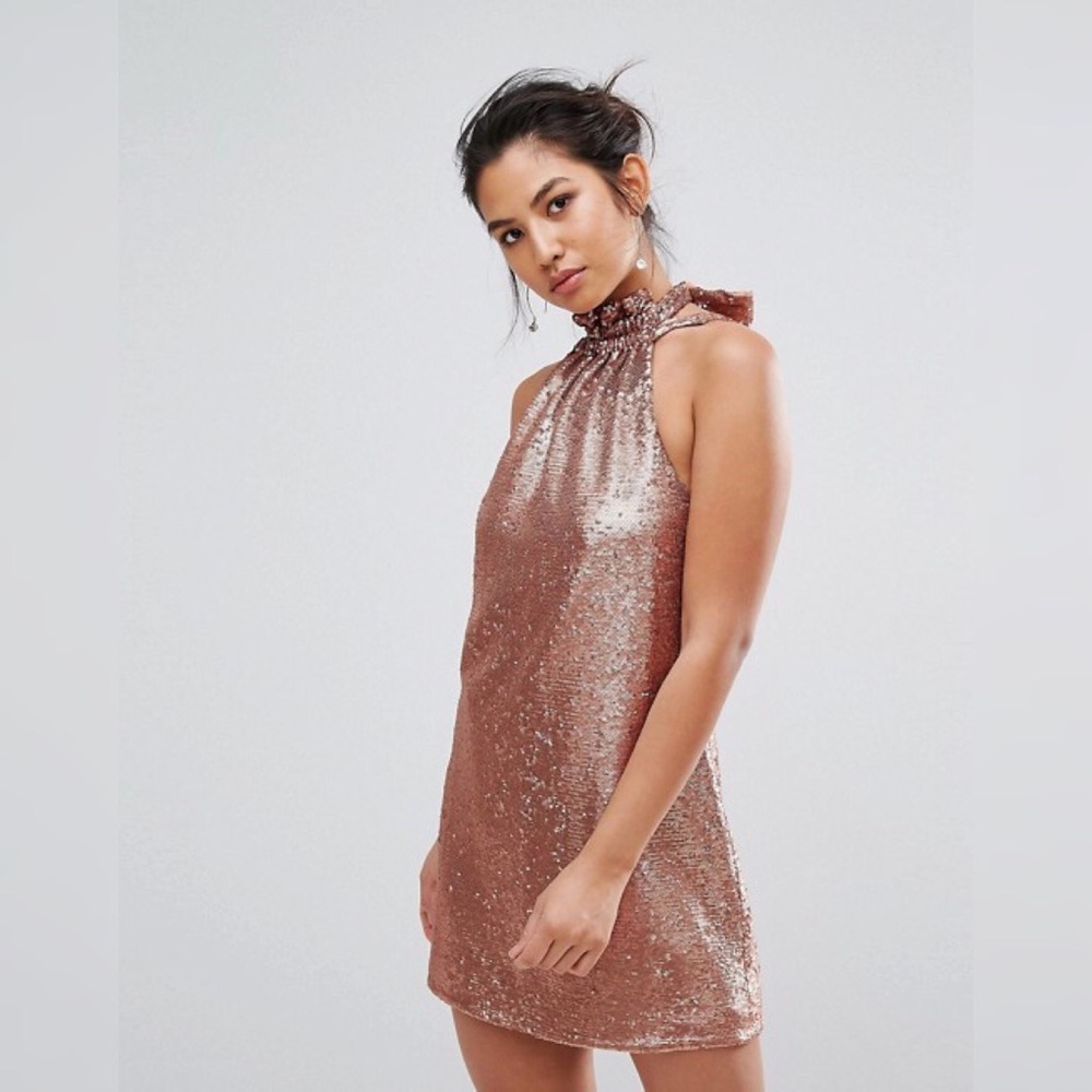 C/MEO COLLECTIVE New Illuminated SS Dress Copper